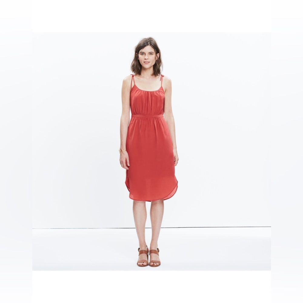 Madewell 100% Silk Pocketed Skyway Cami Dress Red Orange Size 4